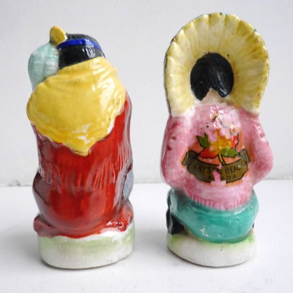Vintage Ceramic Salt and Pepper Shaker Set - Two Native Americans - Picture 2 of 6
